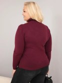 Sweter damski wiskozowy Plus Size z golfem o klasycznym kroju śliwkowy