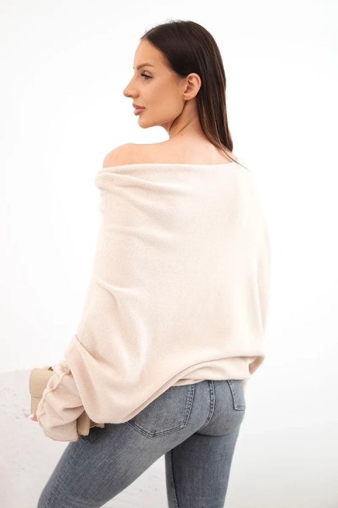 Sweter damski wiskozowy asymetryczny typu nietoperz beżowy