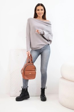 Sweter damski wiskozowy asymetryczny typu nietoperz cappucino