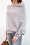 Sweter damski wiskozowy asymetryczny typu nietoperz cappucino
