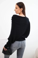 Sweter damski wiskozowy asymetryczny typu nietoperz czarny