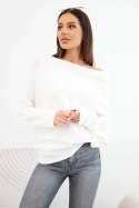 Sweter damski wiskozowy asymetryczny typu nietoperz ecru