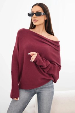 Sweter damski wiskozowy asymetryczny typu nietoperz śliwkowy