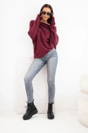 Sweter damski wiskozowy asymetryczny typu nietoperz śliwkowy