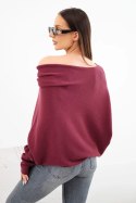 Sweter damski wiskozowy asymetryczny typu nietoperz śliwkowy