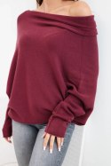 Sweter damski wiskozowy asymetryczny typu nietoperz śliwkowy