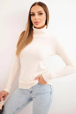 Sweter damski z wiskozy z golfem i długim rękawem beżowy