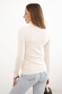 Sweter damski z wiskozy z golfem i długim rękawem beżowy