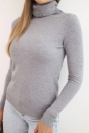 Sweter damski z wiskozy z golfem i długim rękawem szary