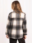 Brązowa flanelowa koszula oversize w kratę