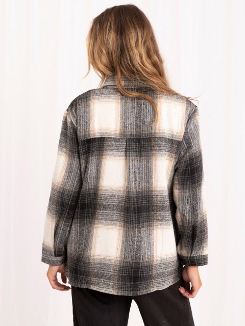 Brązowa flanelowa koszula oversize w kratę