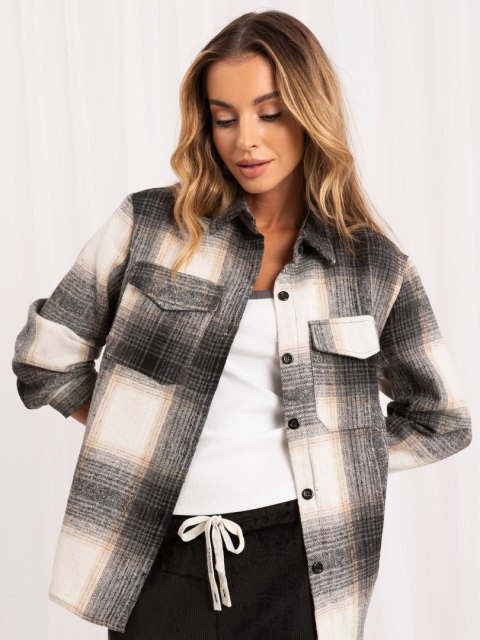 Brązowa flanelowa koszula oversize w kratę