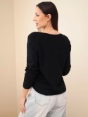 Sweter damska z wiskozą z dekoltem w serek czarny