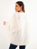 Sweter damski w 80% z kid moheru o luźnym fasonie bez zapięcia ecru