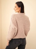 Sweter damski z moherem z ozdobnymi guzikami beżowy