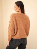 Sweter damski z moherem z ozdobnymi guzikami camelowy