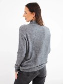 Sweter damski z półgolfem i długim rękawem grafitowy