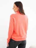 Sweter damski z półgolfem i długim rękawem łososiowy