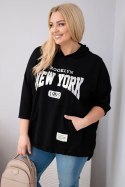 Bluza damska Plus Size masełko z kapturem i kieszenią kangurką czarna