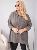 Bluza damska bawełniana Plus Size z kapturem i plecioną wstawką fango