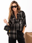 Brązowa wierzchnia flanelowa koszula oversize w kratę
