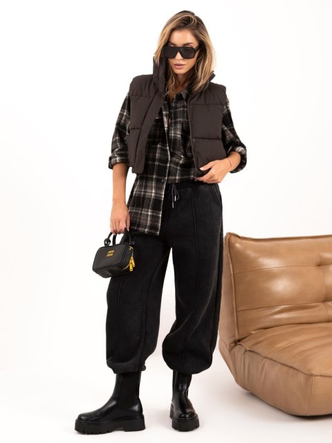 Brązowa wierzchnia flanelowa koszula oversize w kratę