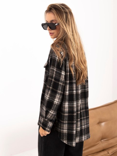 Brązowa wierzchnia flanelowa koszula oversize w kratę
