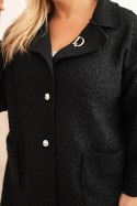 Płaszcz damski Plus Size baranek z wełną i kieszeniami czarny