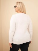 Sweter damski Plus Size z baby alpaki z długim rękawem beżowy
