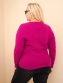 Sweter damski Plus Size z baby alpaki z długim rękawem ciemny fioletowy