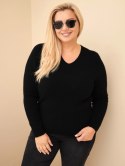 Sweter damski Plus Size z baby alpaki z długim rękawem czarny