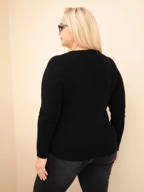 Sweter damski Plus Size z baby alpaki z długim rękawem czarny