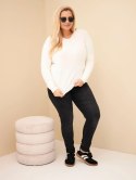 Sweter damski Plus Size z baby alpaki z długim rękawem ecru