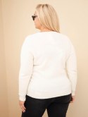 Sweter damski Plus Size z baby alpaki z długim rękawem ecru