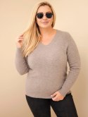 Sweter damski Plus Size z baby alpaki z długim rękawem fango