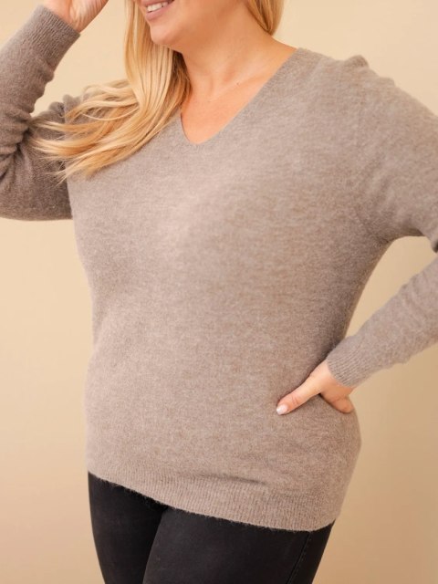 Sweter damski Plus Size z baby alpaki z długim rękawem fango