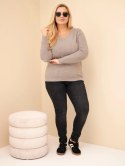 Sweter damski Plus Size z baby alpaki z długim rękawem fango