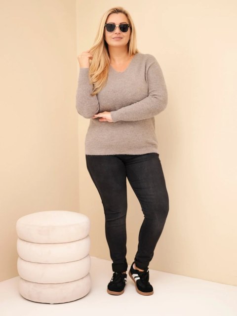 Sweter damski Plus Size z baby alpaki z długim rękawem fango