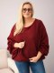 Sweter damski Plus Size z dodatkiem wełny o luźnym fasonie bordowy
