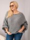 Sweter damski Plus Size z dodatkiem wełny o luźnym fasonie ciemnoszarym