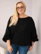 Sweter damski Plus Size z dodatkiem wełny o luźnym fasonie czarny