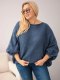 Sweter damski Plus Size z dodatkiem wełny o luźnym fasonie jeansowy