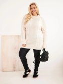 Sweter damski Plus Size z warkoczowym wzorem beżowy