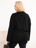 Sweter damski Plus Size z warkoczowym wzorem czarny