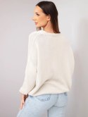 Sweter damski bawełniany oversize na guziki z dekoltem V beżowy