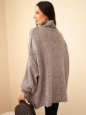 Sweter damski oversize z dodatkiem wełny z golfem i szerokimi rękawami fango
