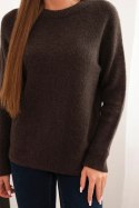 Sweter damski z baby alpaki z długim rękawem brązowy