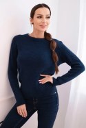 Sweter damski z baby alpaki z długim rękawem granatowy