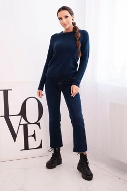 Sweter damski z baby alpaki z długim rękawem granatowy