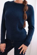 Sweter damski z baby alpaki z długim rękawem granatowy